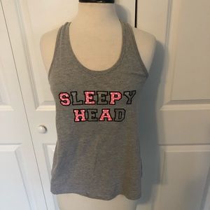 Sleepy head pajamas sleep Tank Top
